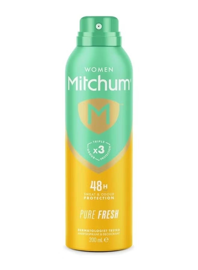 Mitchum Pure Fresh Women Triple Odor Defense 48HR Protection Aerosol Deodorant & Anti-Perspirant 200 ml - Image 1